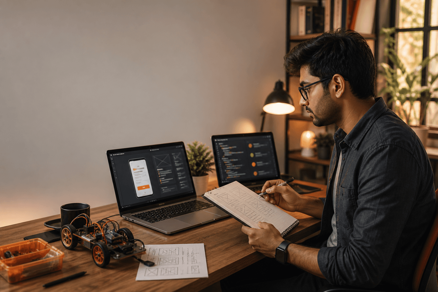 A learner checking a working software project against a clear submission plan